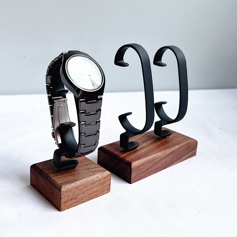 Jewelry And Watches Inc - 나무 C자형 시계 거치대, 팔찌, 반지,