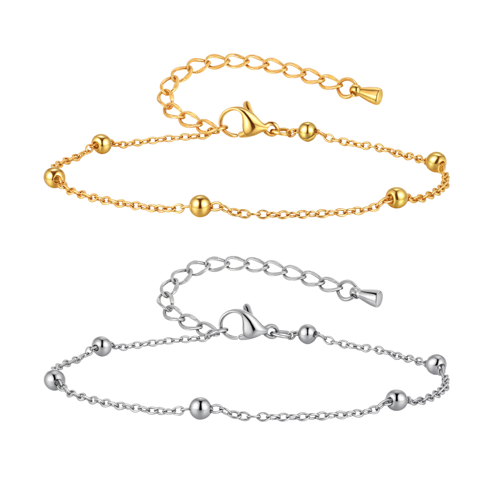 여성을 위한 스테인리스 스틸 비즈 체인 발찌, 여름 휴 - Jc Jewelry & Watches Photos 리뷰 및 가격